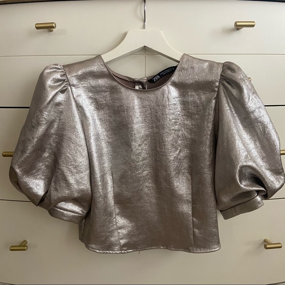 Zara Voluminous Metallic Top - Picture 4 of 11